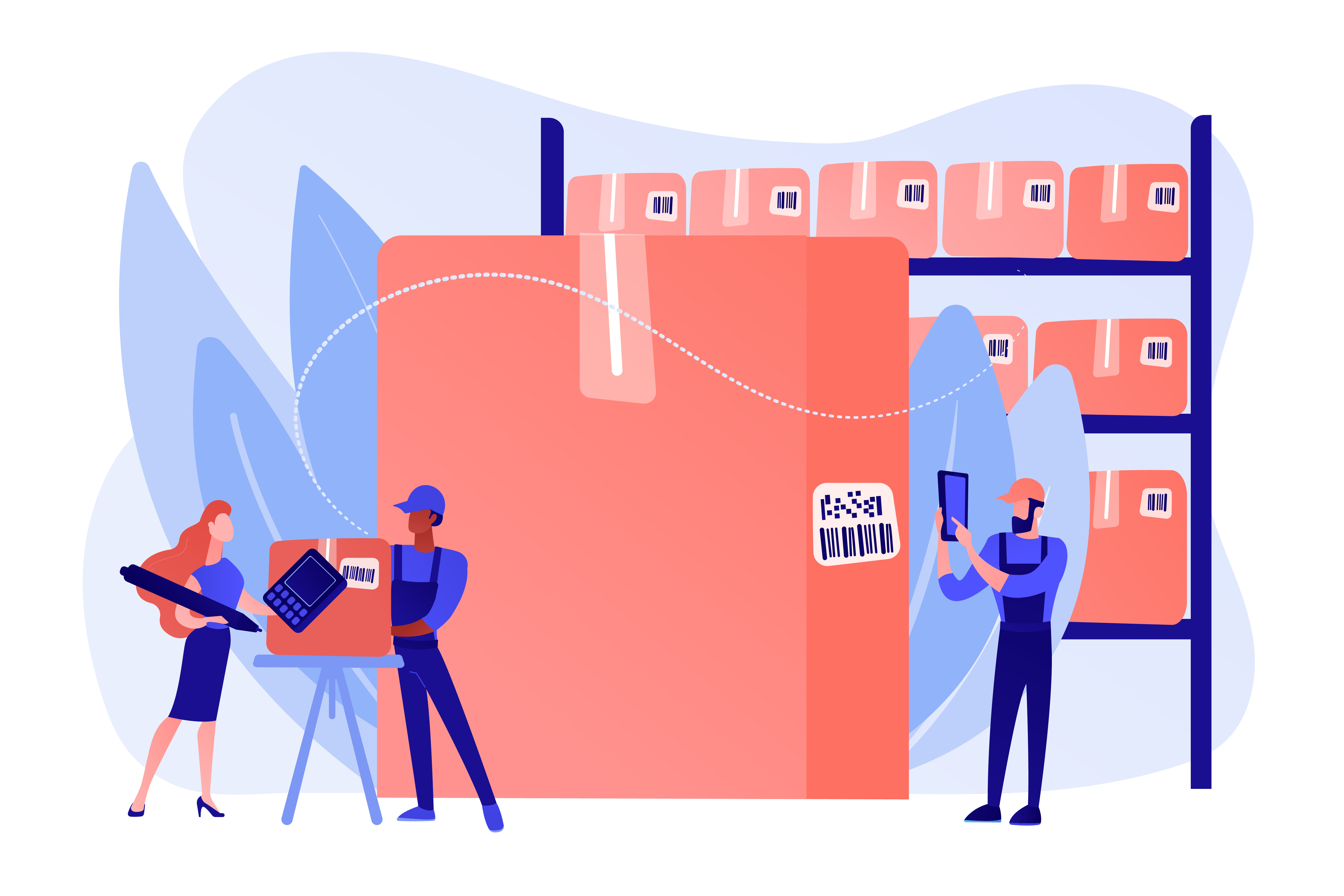 Illustration de personnes et cartons